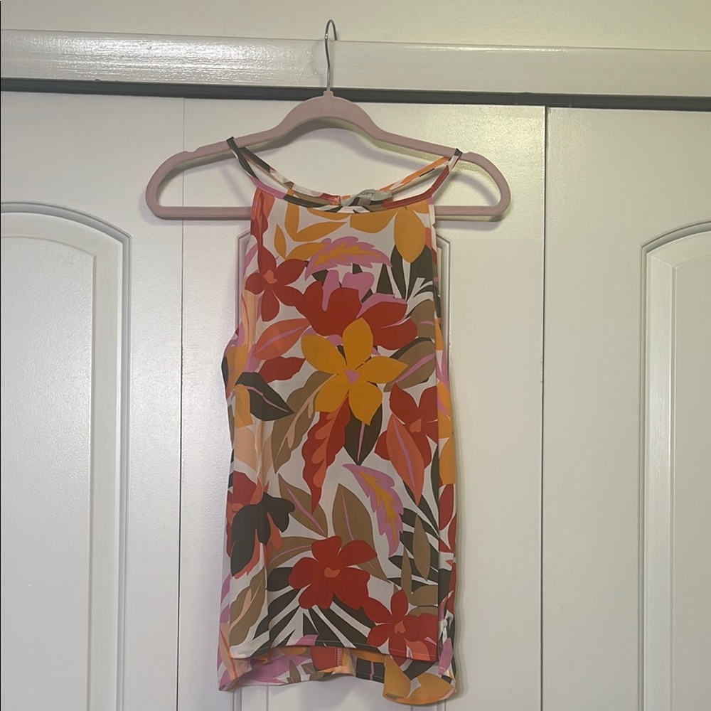 LOFT Orange Red Fitted Sleeveless Tank Top